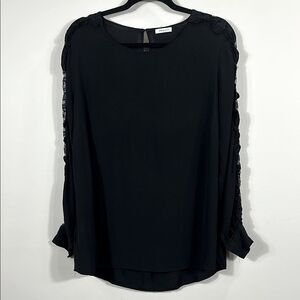 Fiorella Rubino Black Longsleeve Mesh Detail Evening Top Viscose Women Size 10